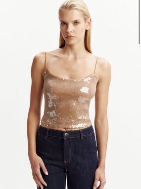 Bardot Champagne Sequin Cami Crop Top